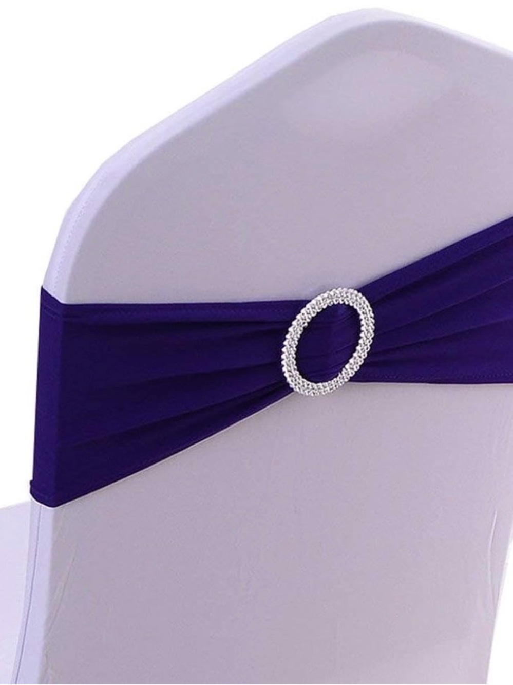 Ina Purple Stretch Chair Sash with Rhinestone Buckle